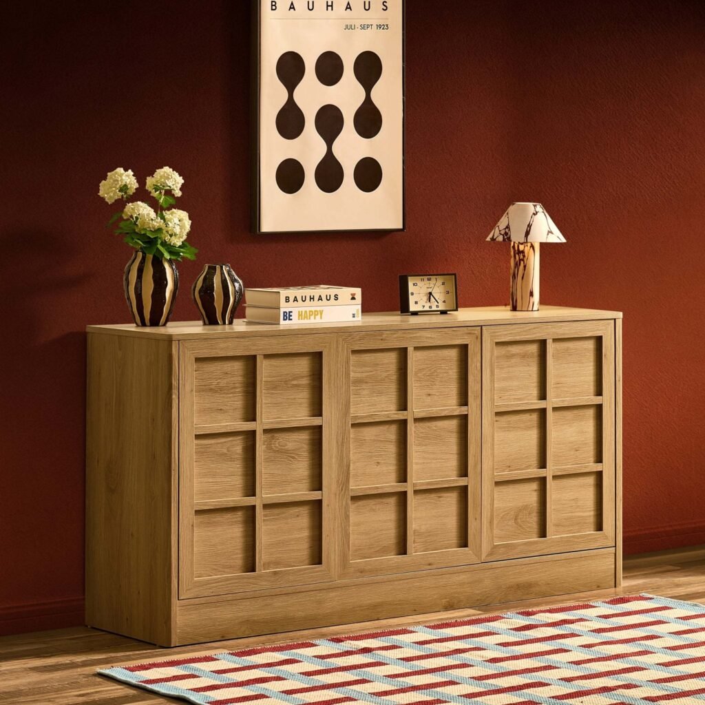 Carly 3 Door Sideboard - Light Oak Effect - Green Lane
