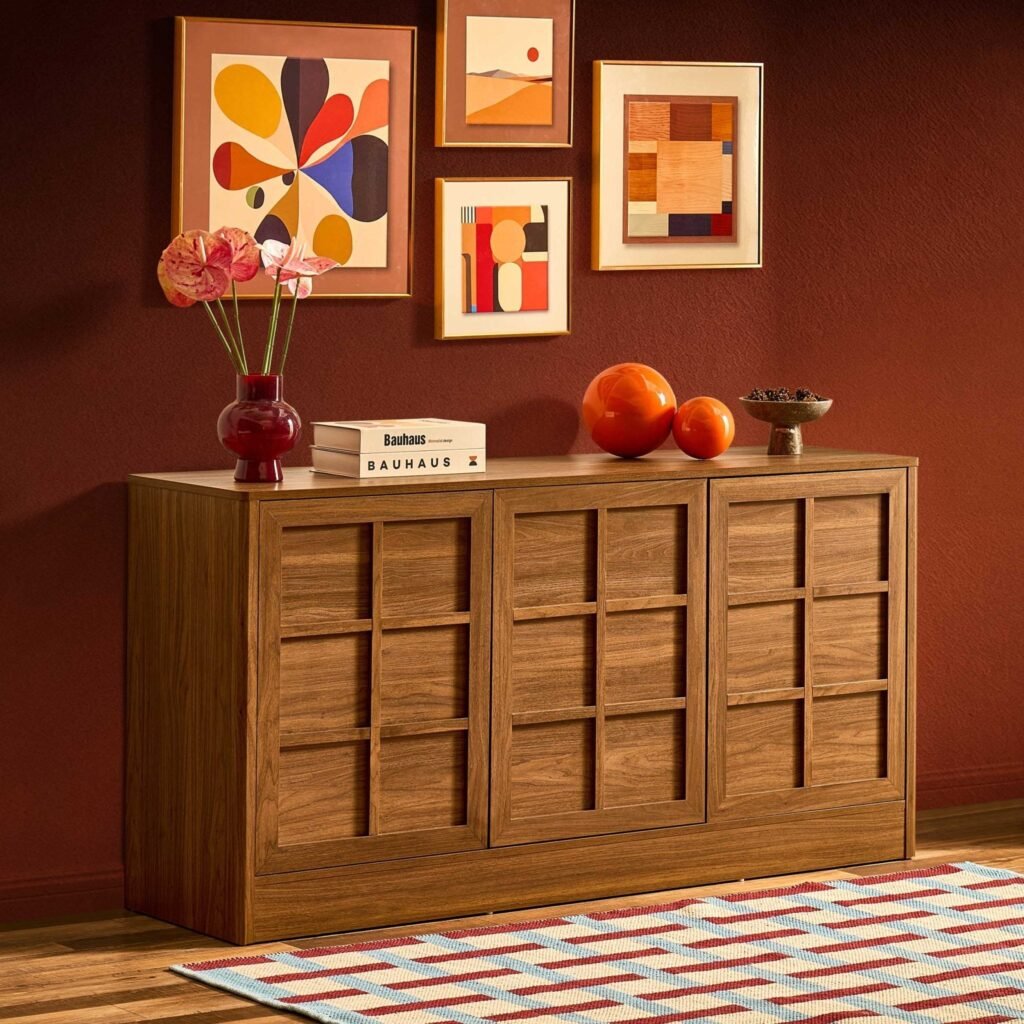 Carly 3 Door Sideboard - Medium Wood - Green Lane