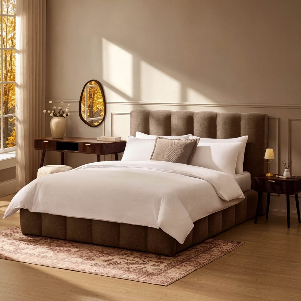 Cheshire Ottoman Storage Bed - Chenille Mushroom - Green Lane