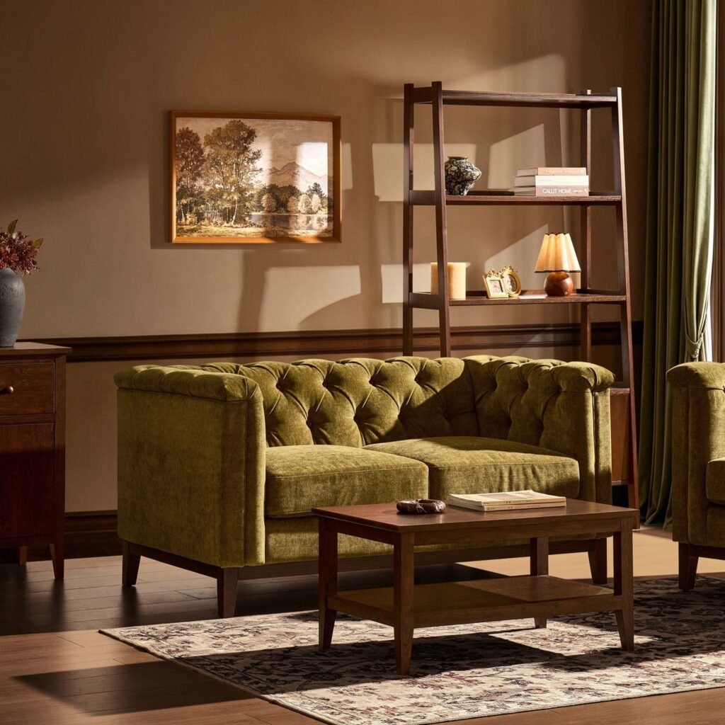 Chesterfield 2 Seater Sofa - Cedar Earth - Green Lane