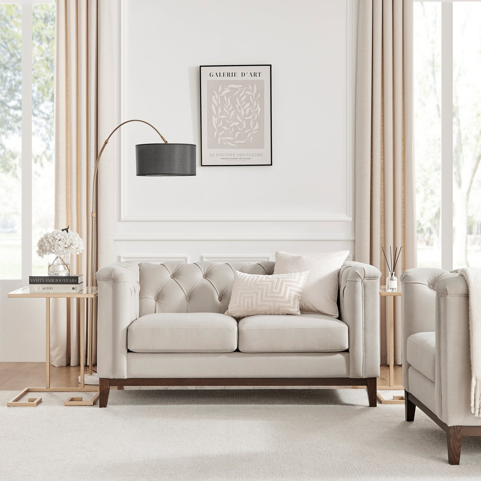 Chesterfield 2 Seater Sofa - Stone