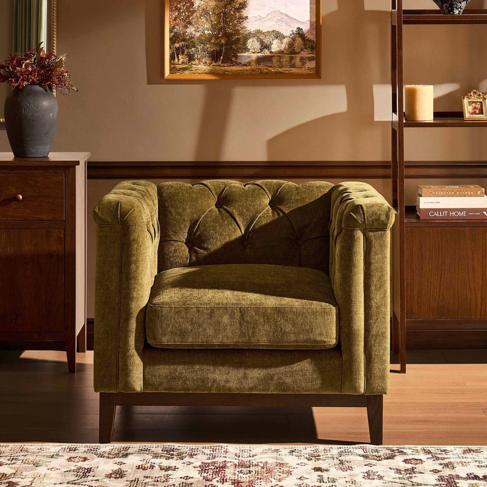 Chesterfield Armchair - Cedar Earth