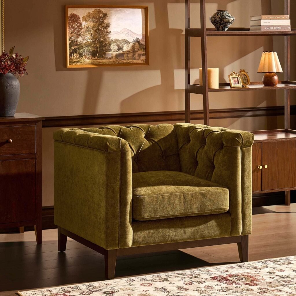 Chesterfield Armchair - Cedar Earth - Green Lane