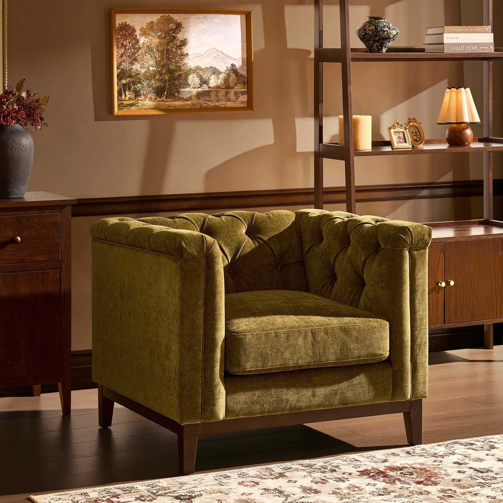 Chesterfield Armchair - Cedar Earth
