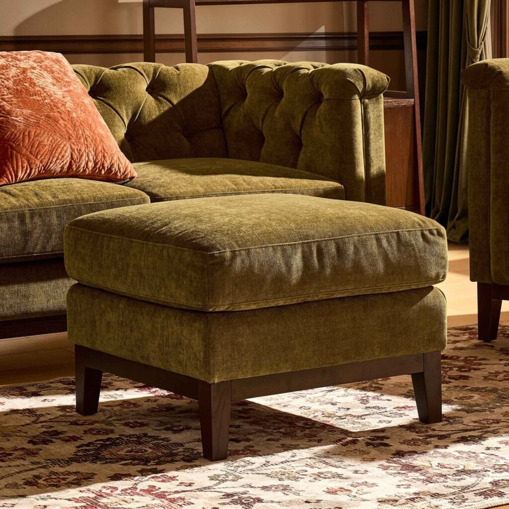 Chesterfield Pouffe - Cedar Earth - Green Lane