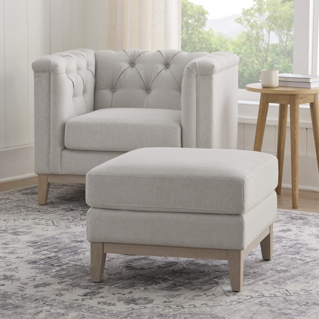 Chesterfield Pouffe - Natural Stripe