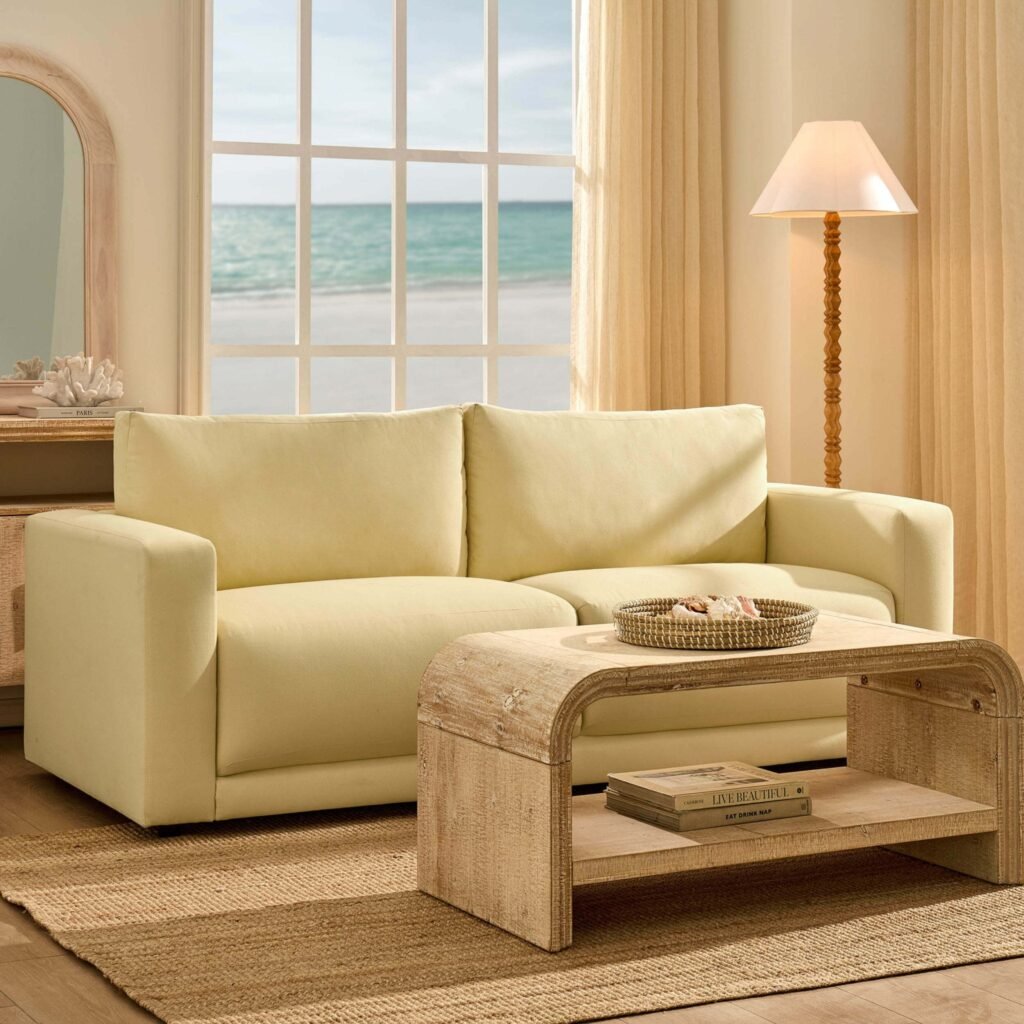 Chicago 3 Seater Sofa - Butter Yellow - Green Lane