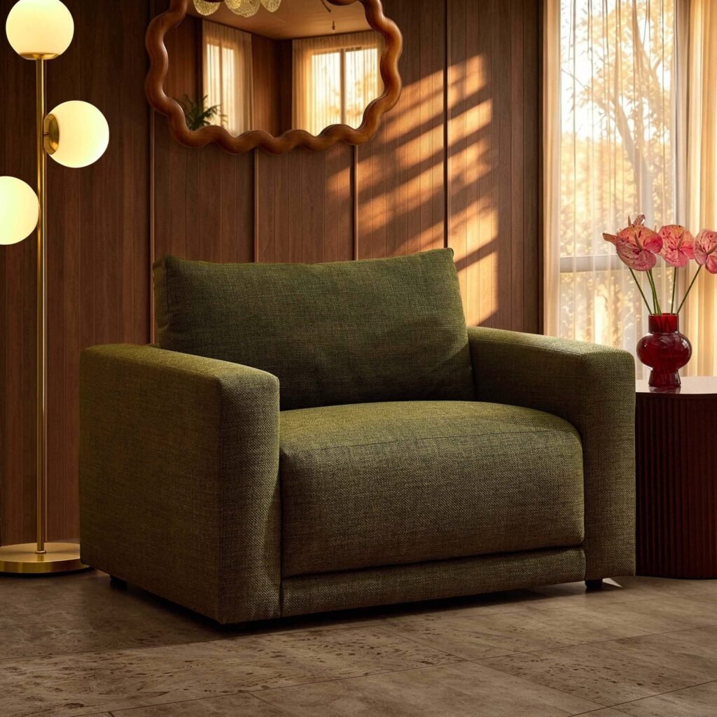 Chicago Loveseat - Woven Pine Green - Green Lane
