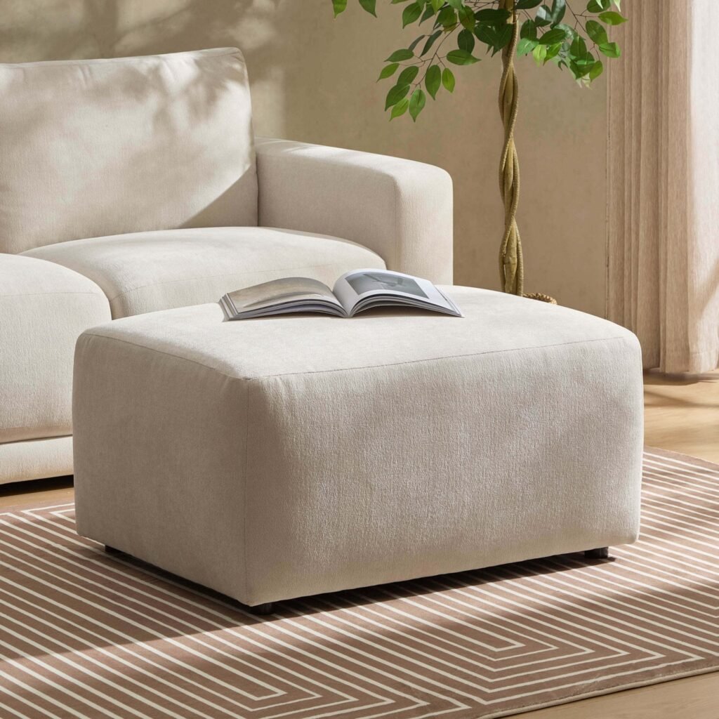 Chicago Pouffe - Chenille Ivory