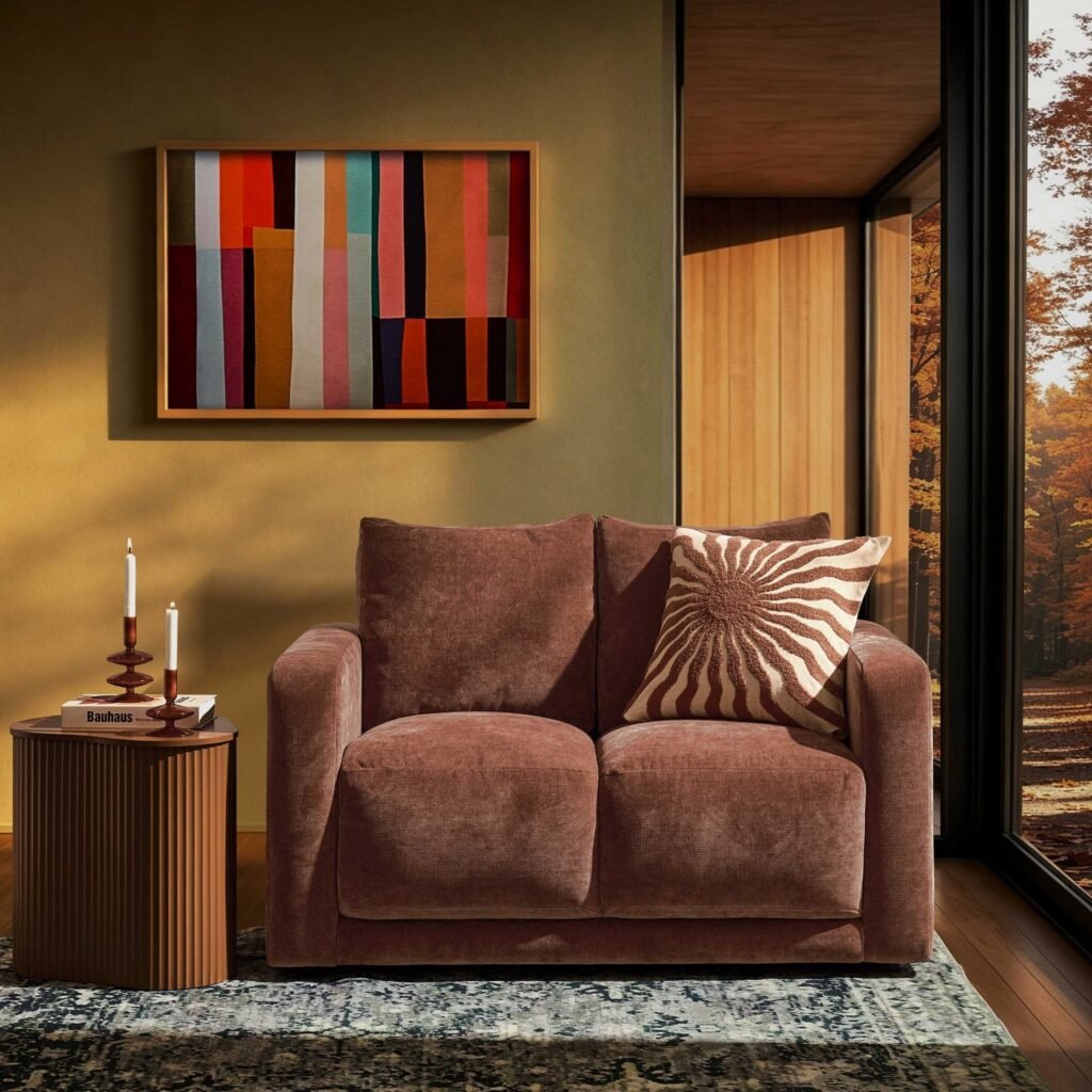 Chicago Small 2 Seater Sofa - Chenille Dark Rust - Green Lane