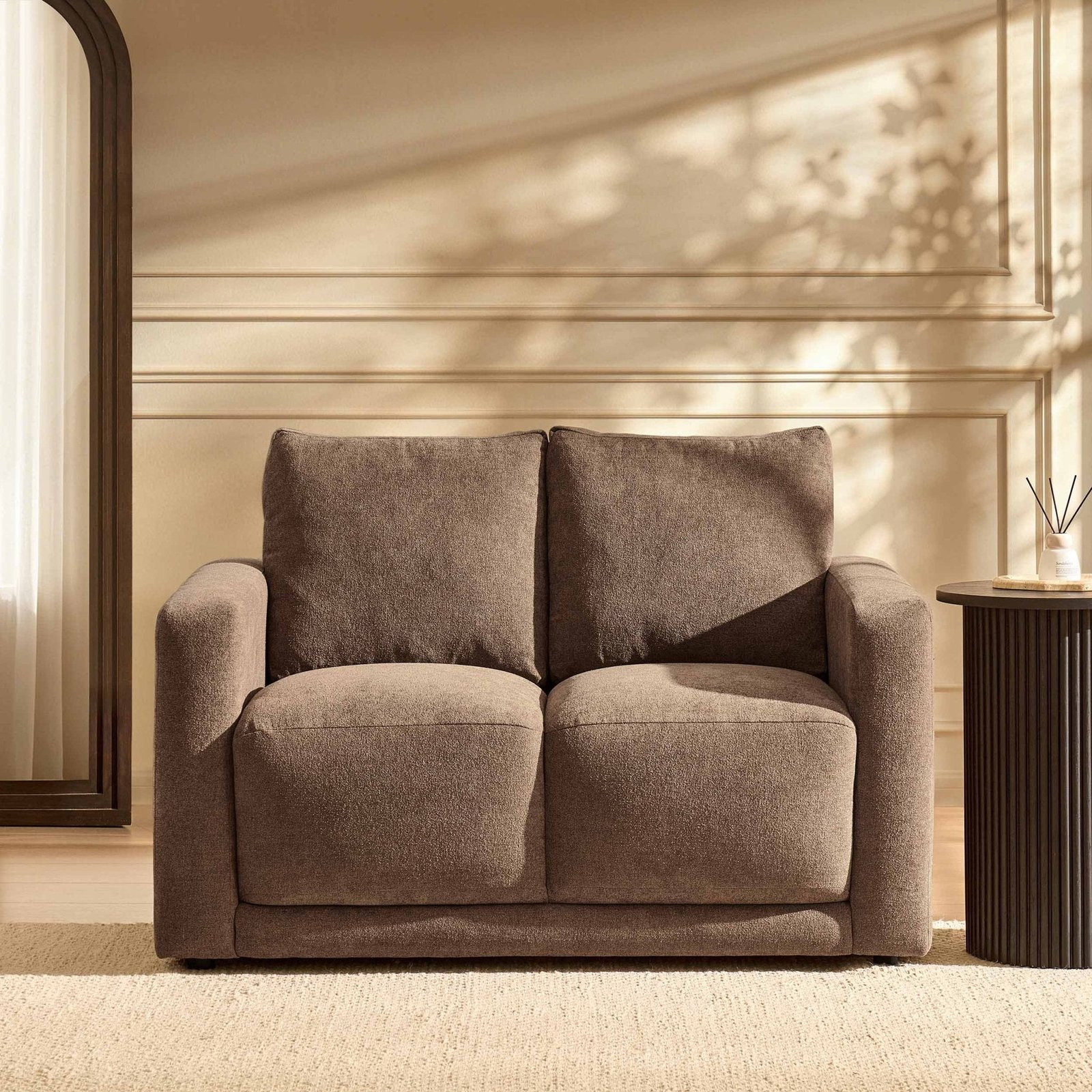 Chicago Small 2 Seater Sofa - Chenille Mushroom - Green Lane