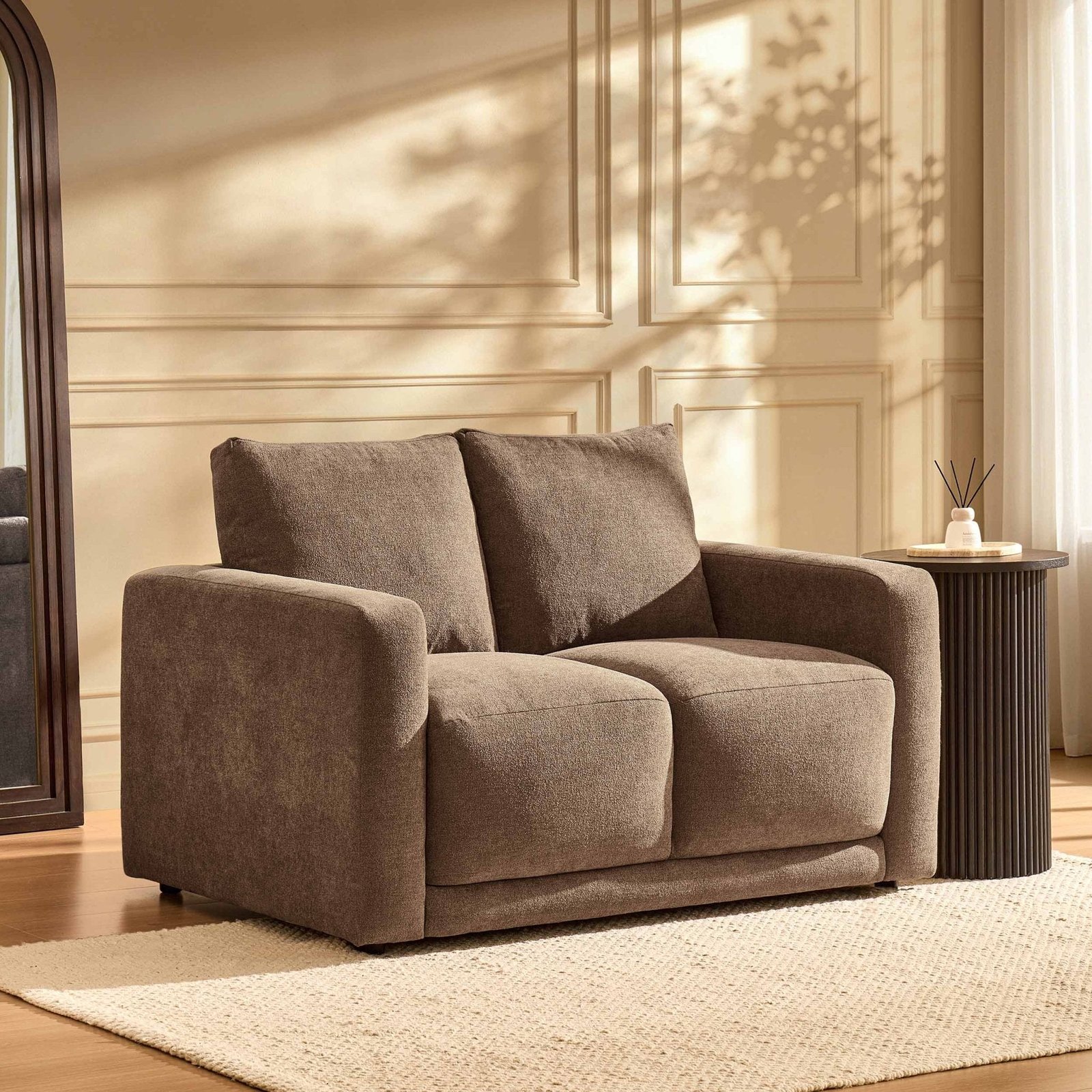 Chicago Small 2 Seater Sofa - Chenille Mushroom - Green Lane