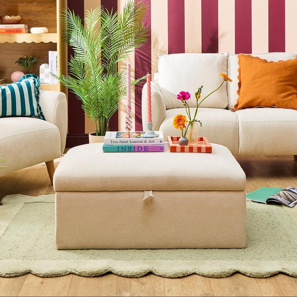 Clapham Storage Pouffe - Chenille Ivory