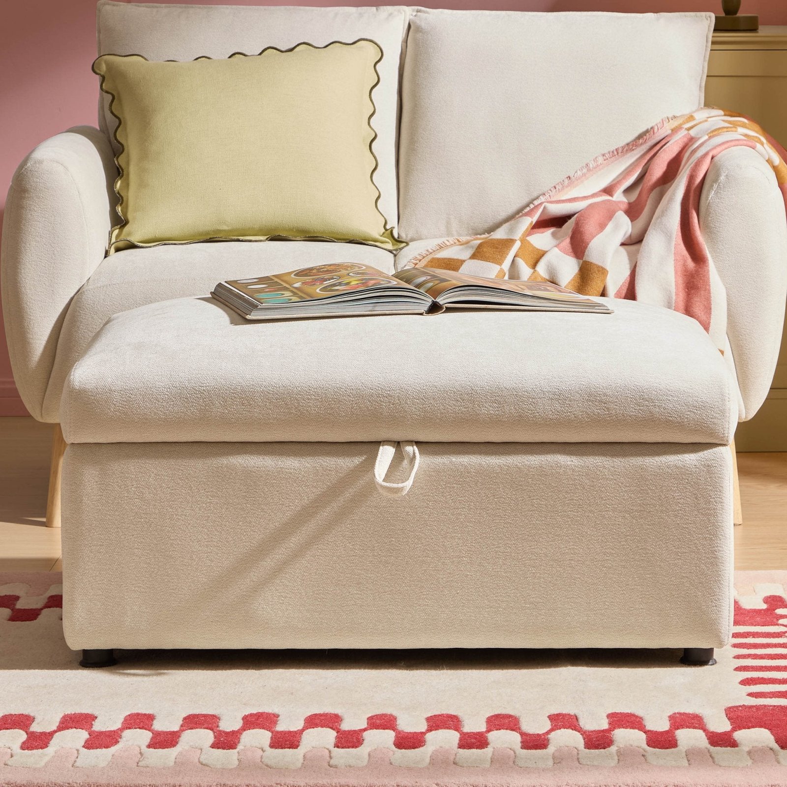 Clapham Storage Pouffe - Chenille Ivory