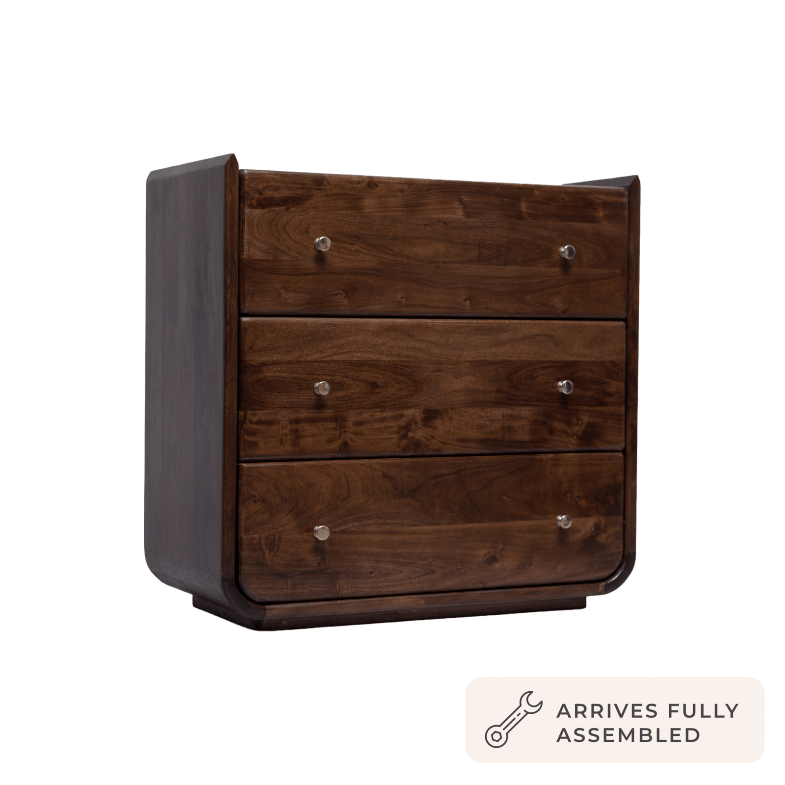 Cleo Acacia Wood 3 Drawer Chest - Walnut - Green Lane