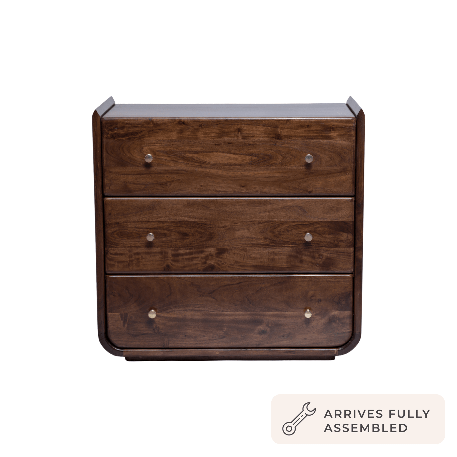 Cleo Acacia Wood 3 Drawer Chest - Walnut - Green Lane
