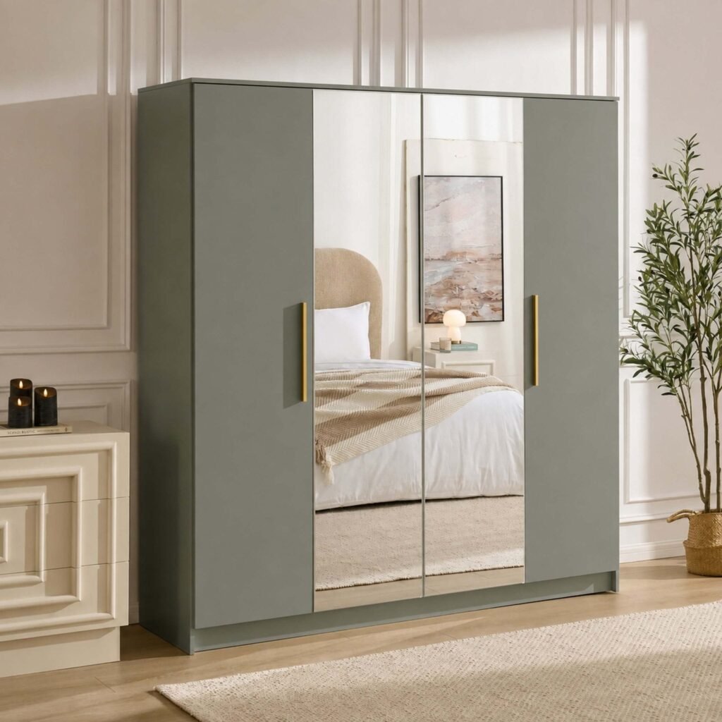 Darcey 4 Door Wardrobe - Misty Green - Green Lane