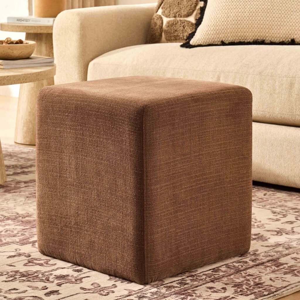 Delilah Pouffe - Chenille Caramel