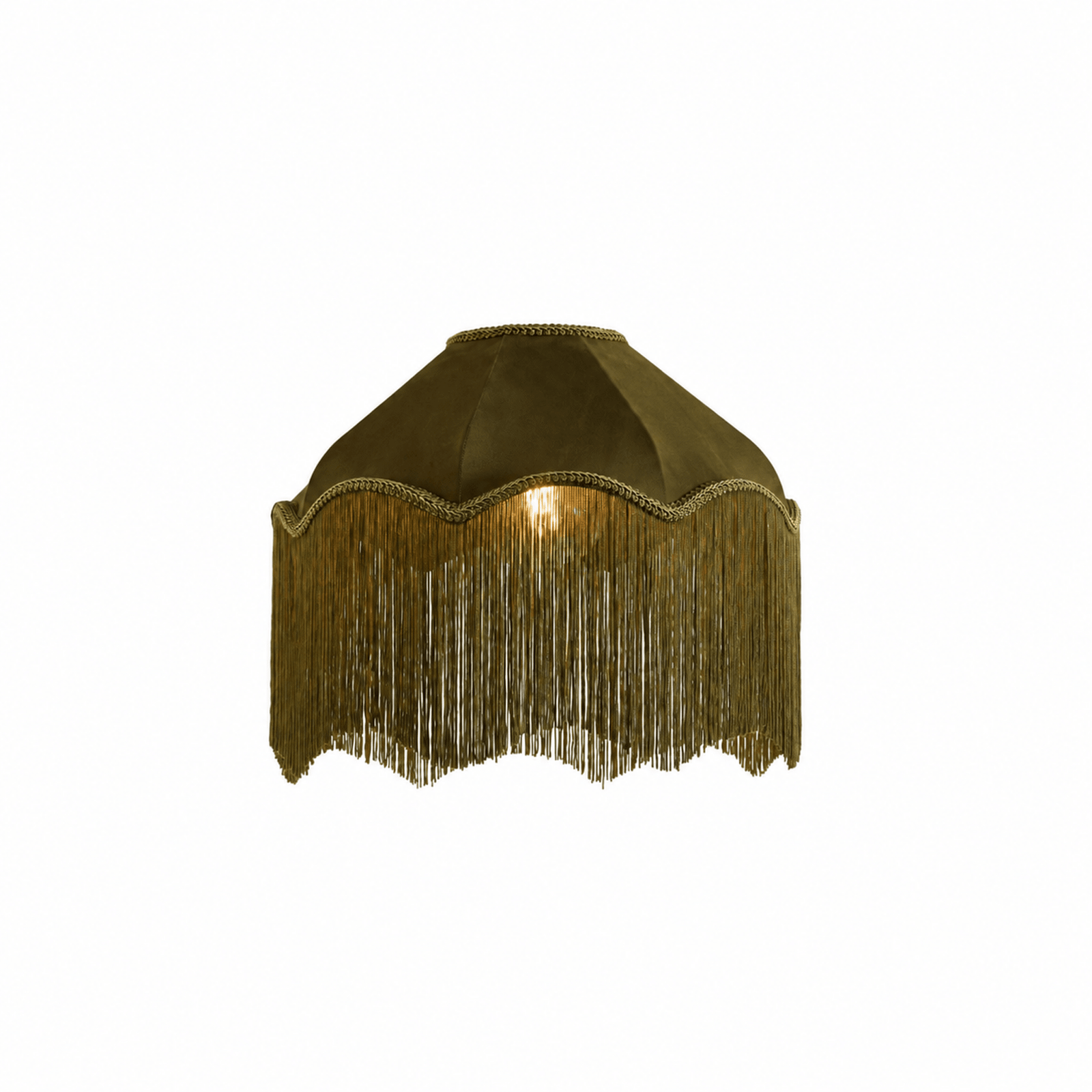 Enzo Suede Tassel Fringe Floor Shade - Rich Green