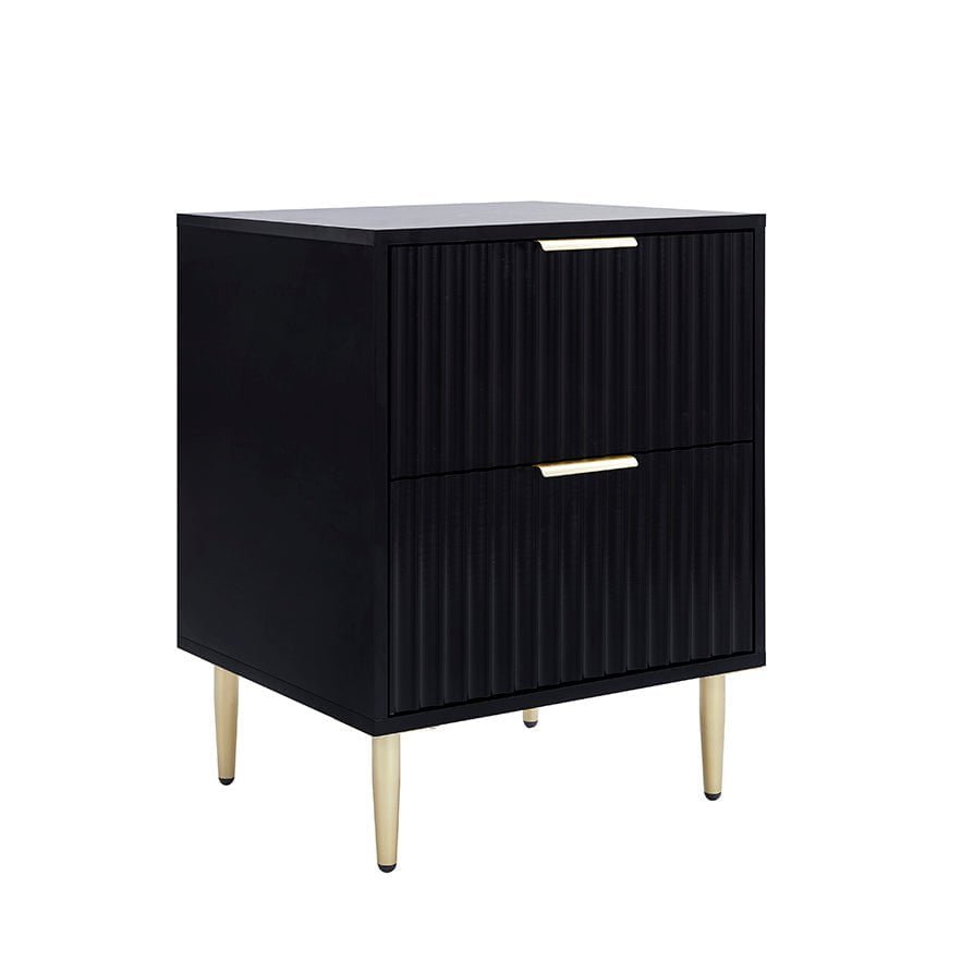 Evie 2 Drawer Bedside Table - Black - Green Lane