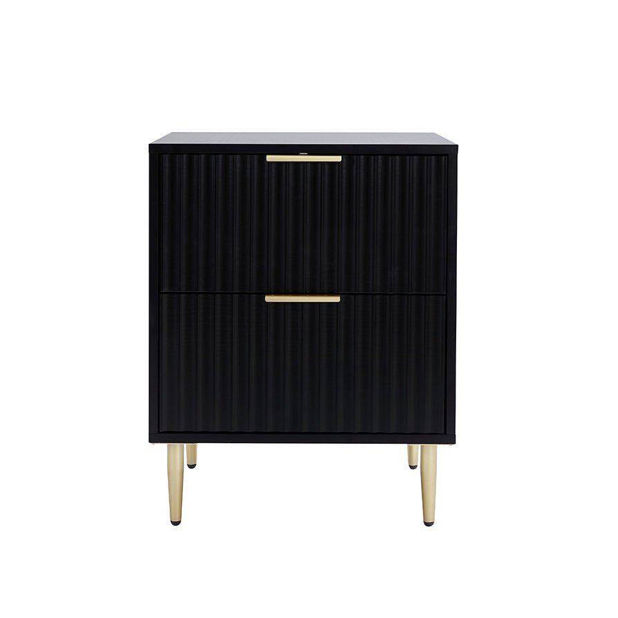Evie 2 Drawer Bedside Table - Black - Green Lane
