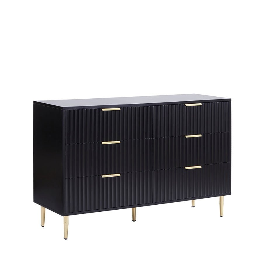 Evie 6 Drawer Chest - Black - Green Lane