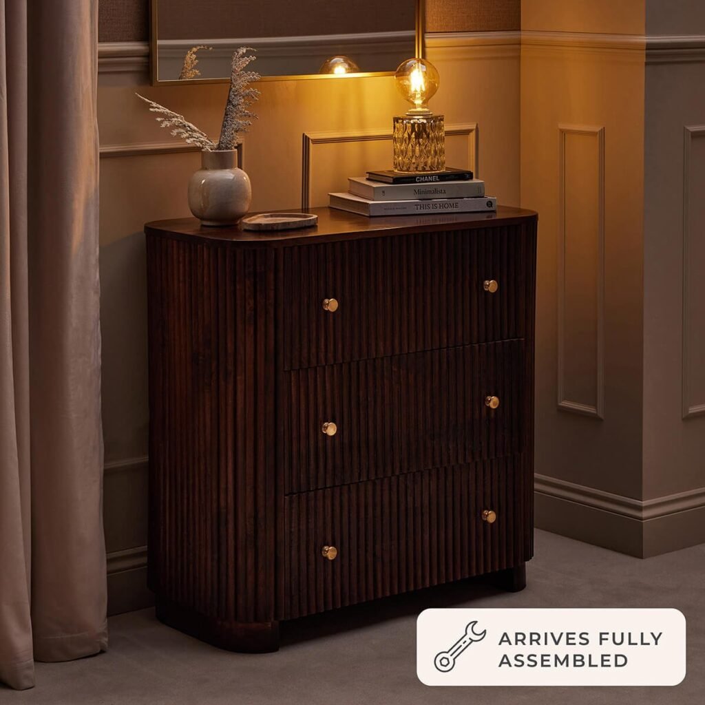 Finley Mango Wood 3 Drawer Chest - Walnut - Green Lane