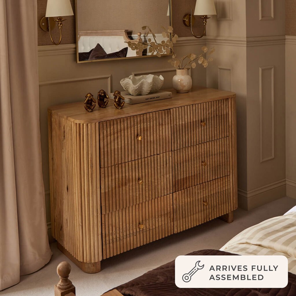 Finley Mango Wood 6 Drawer Chest - Natural - Green Lane