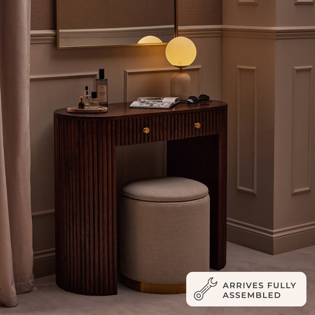 Finley Mango Wood Dressing Table Console - Walnut - Green Lane