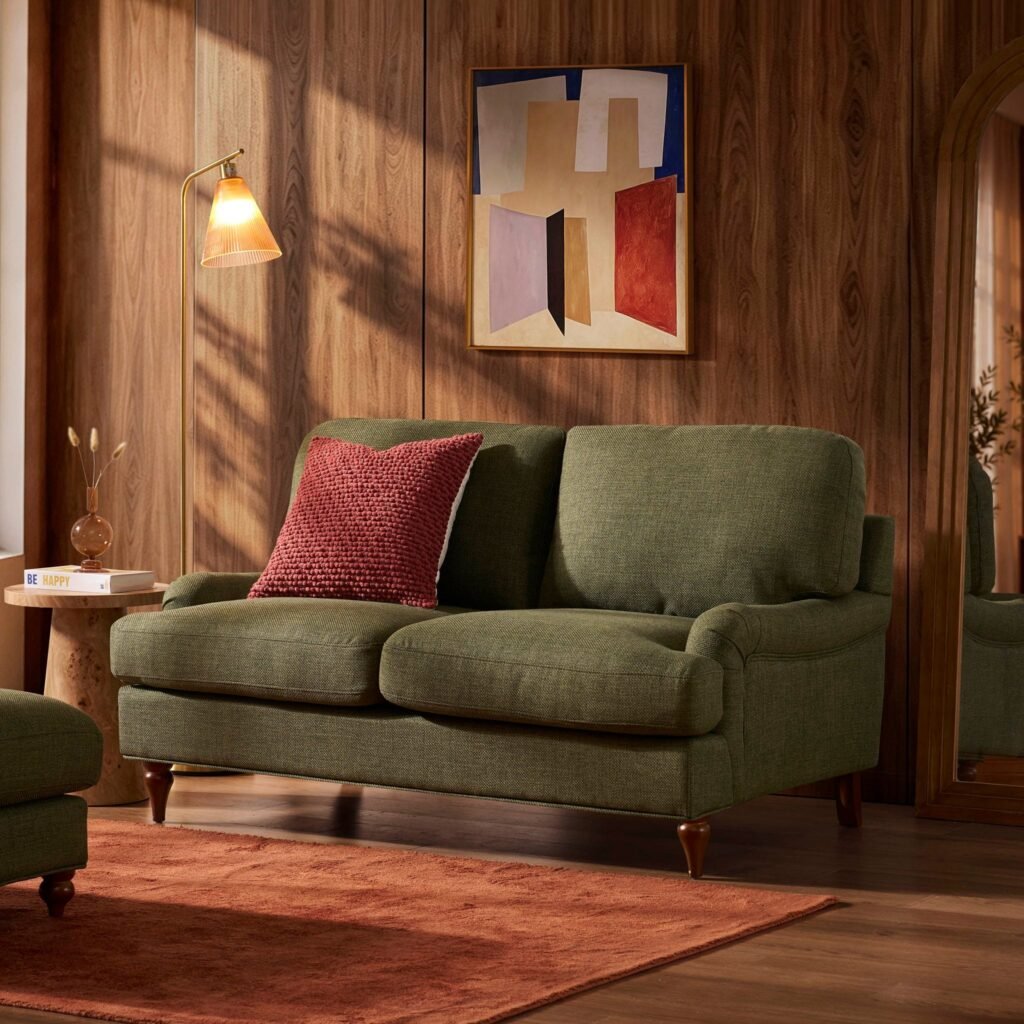 Hampshire 2 Seater Sofa - Woven Pine Green - Green Lane