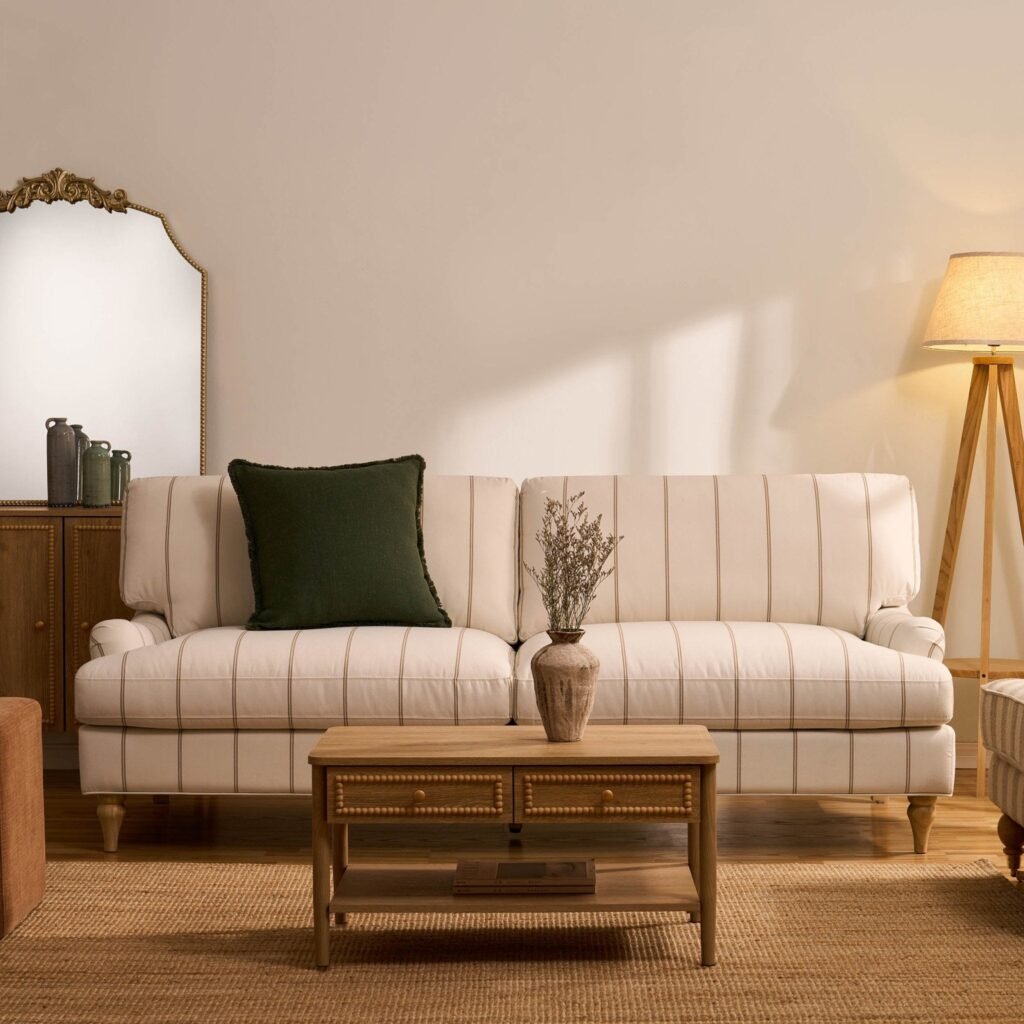 Hampshire 3 Seater Sofa - Thin Natural Stripe
