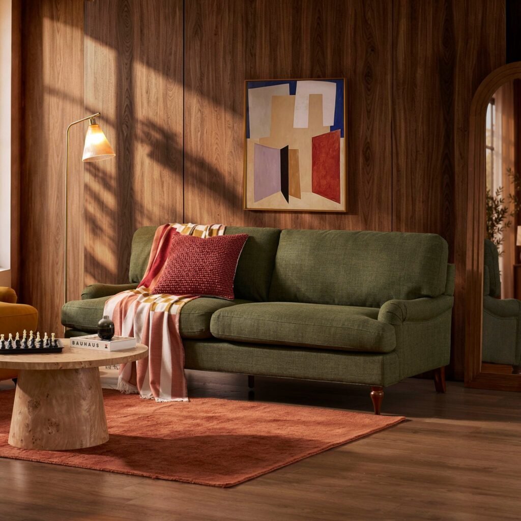 Hampshire 3 Seater Sofa - Woven Pine Green - Green Lane