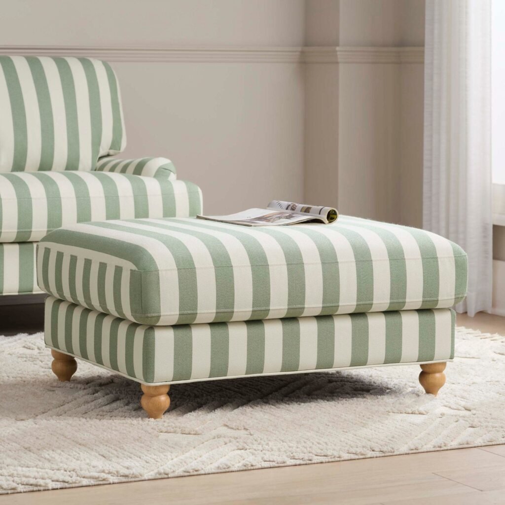 Hampshire Pouffe - Green Stripe