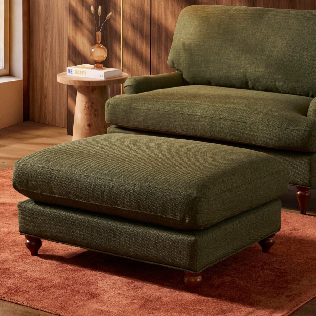 Hampshire Pouffe - Woven Pine Green - Green Lane