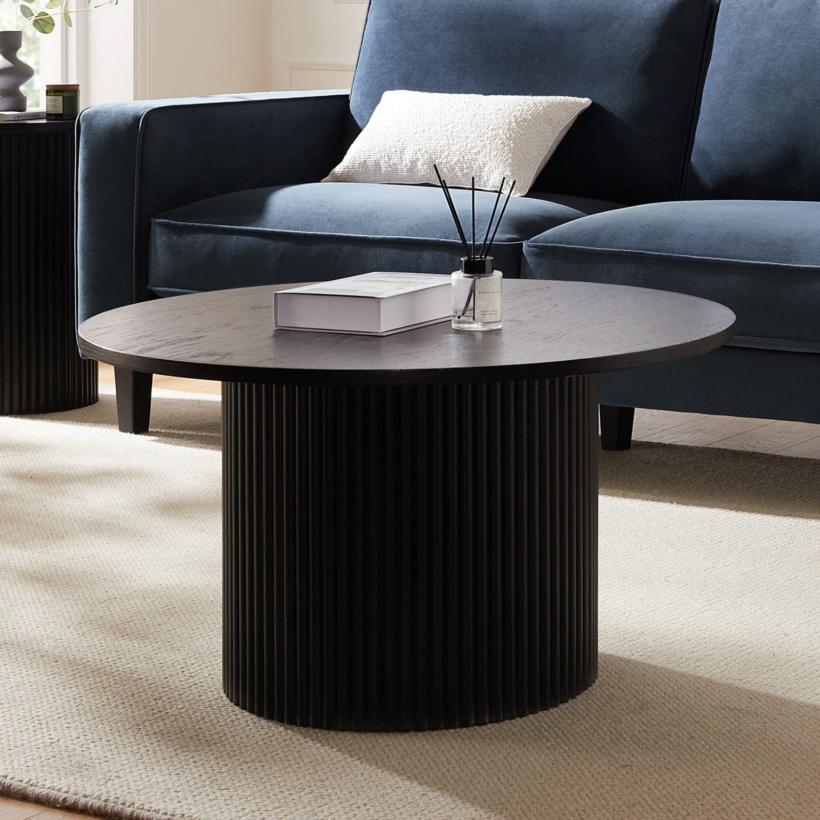 Hattie Round Pedestal Coffee Table - Black