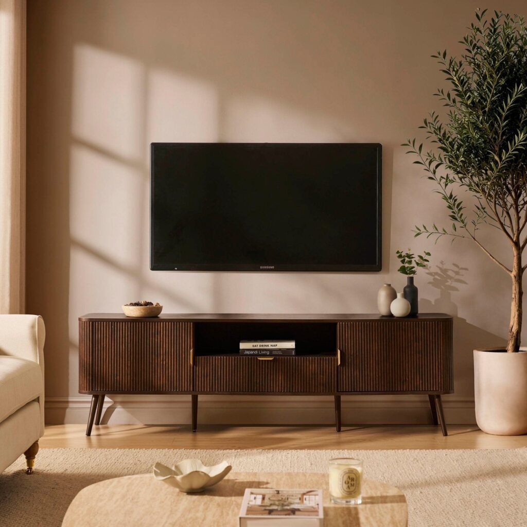 Hattie Large TV Unit for TVs up to 75"- Walnut - Green Lane