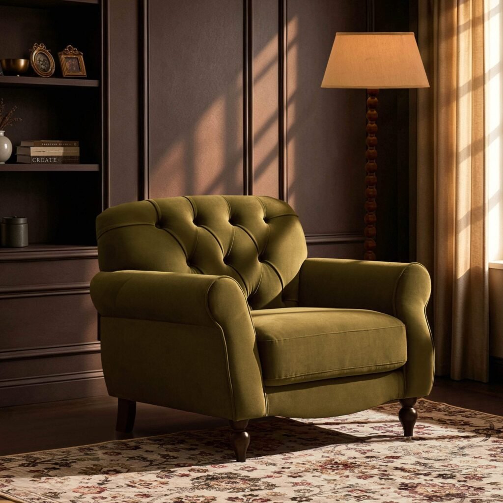 Hebden Armchair - Muted Moss - Green Lane