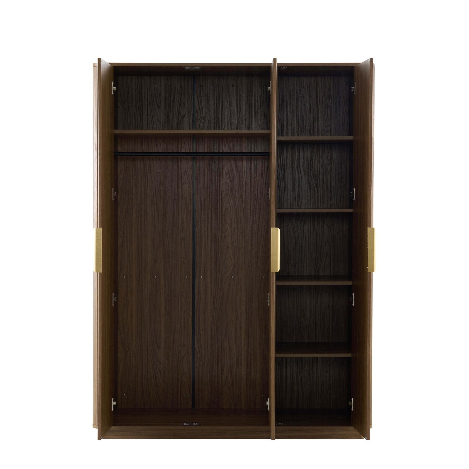 Hettie Ribbed 3 Door Wardrobe - Mid Wood - Green Lane