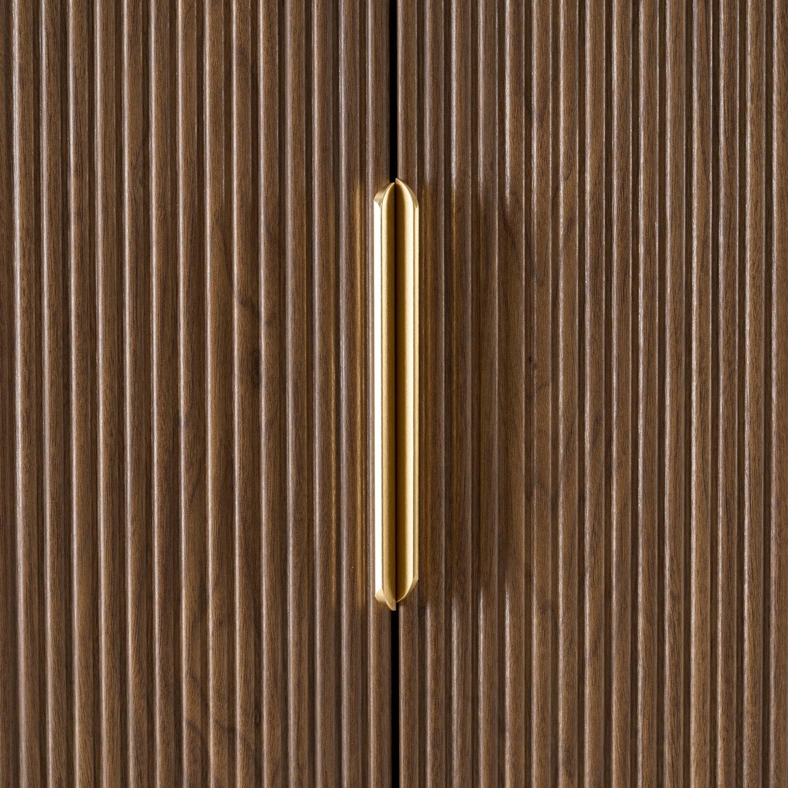 Hettie Ribbed 3 Door Wardrobe - Mid Wood - Green Lane