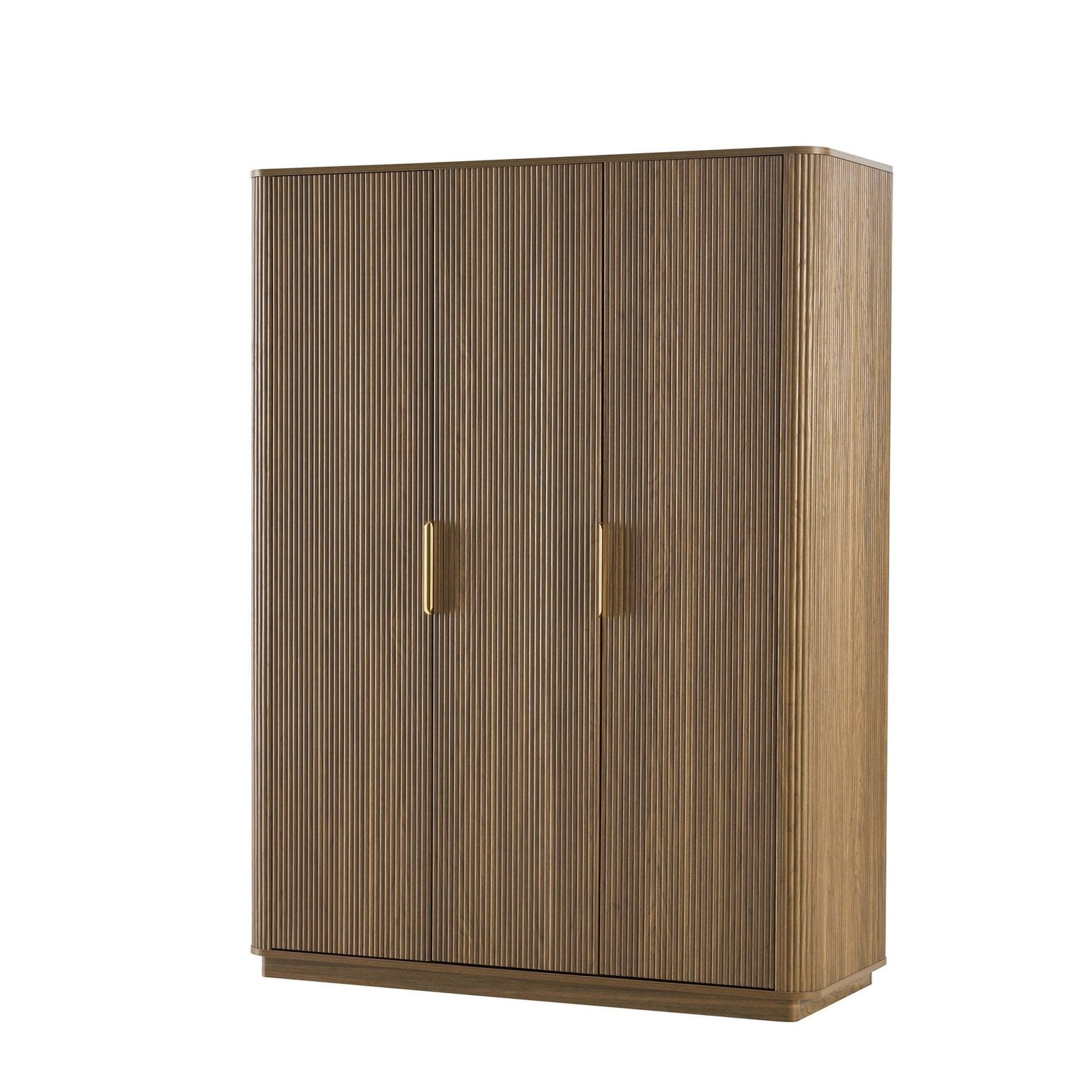 Hettie Ribbed 3 Door Wardrobe - Mid Wood - Green Lane