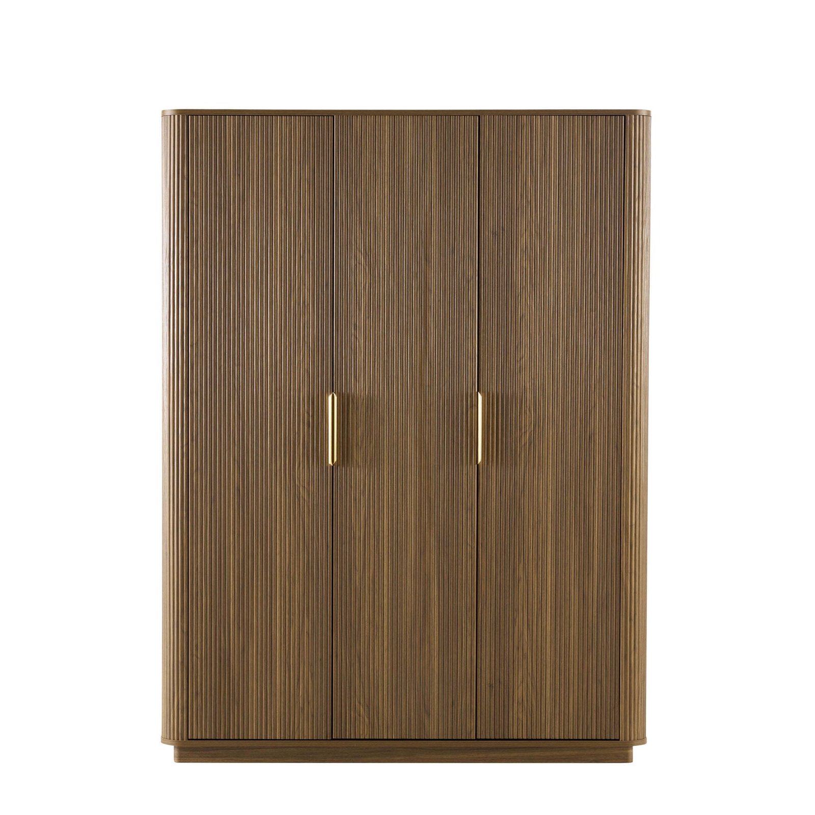 Hettie Ribbed 3 Door Wardrobe - Mid Wood - Green Lane