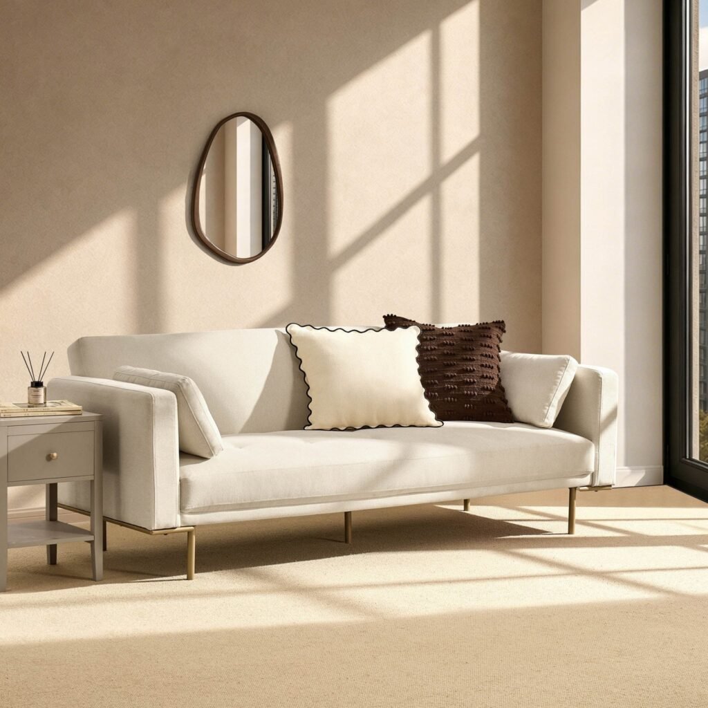 Hudson Click Clack Sofa Bed - Cream Linen - Green Lane
