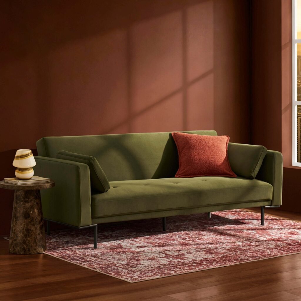 Hudson Click Clack Sofa Bed - Muted Moss - Green Lane