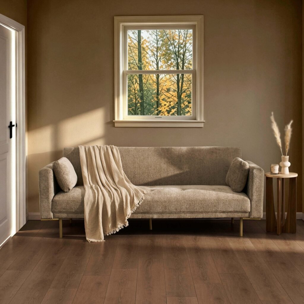 Hudson Click Clack Sofa Bed - Textured Mushroom - Green Lane
