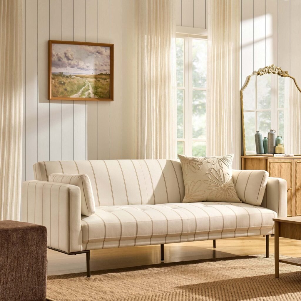 Hudson Click Clack Sofa Bed - Thin Natural Stripe