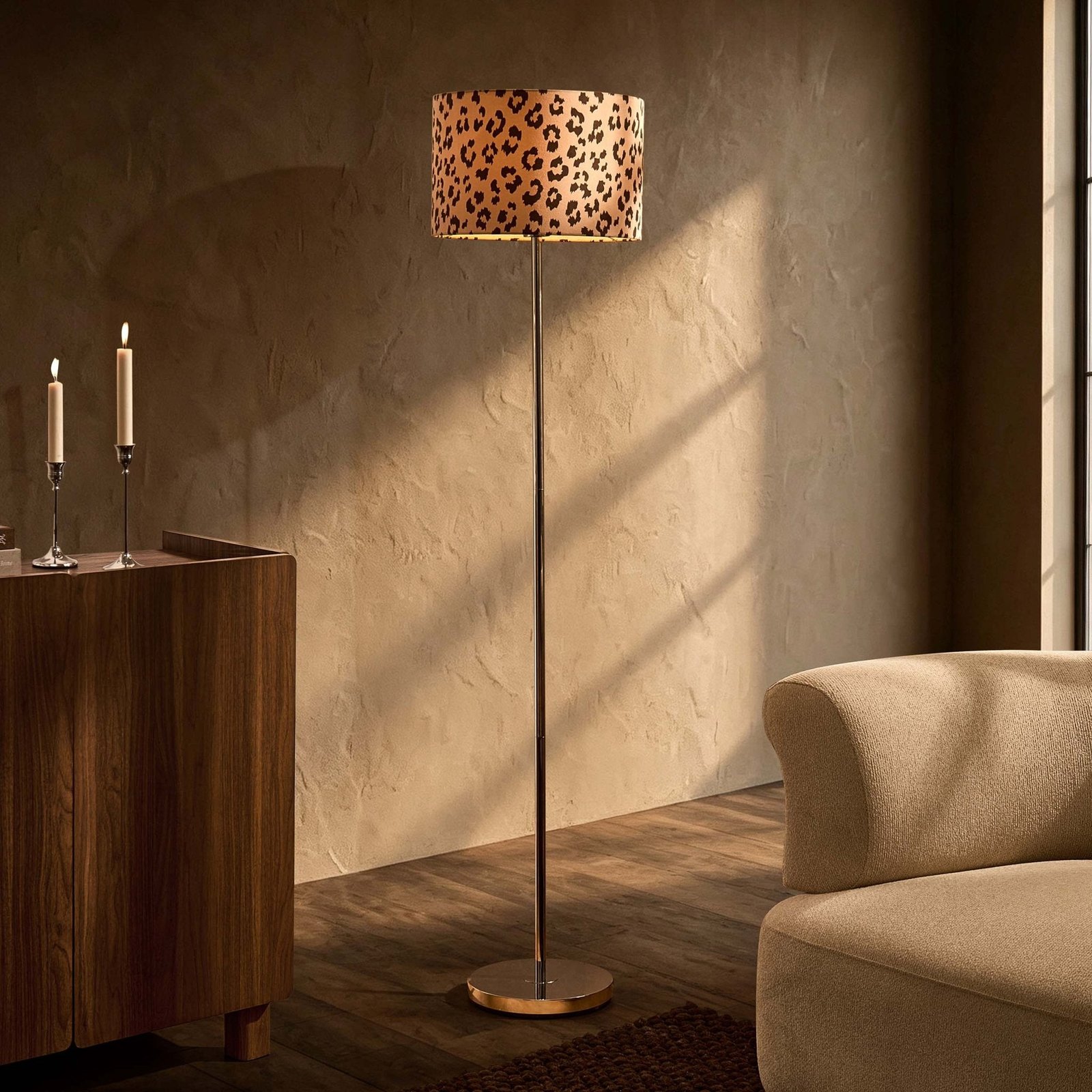 Leopard Print Floor Shade - Natural/Brown