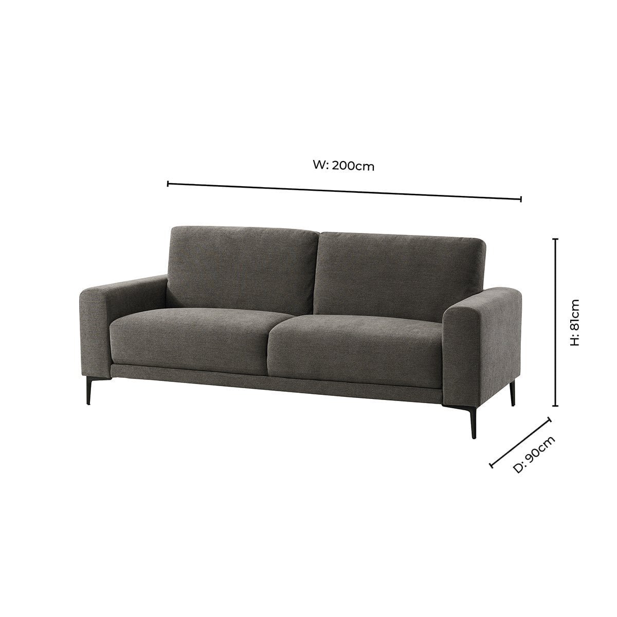 Malibu 2 Seater Sofa - Chenille Ash Grey