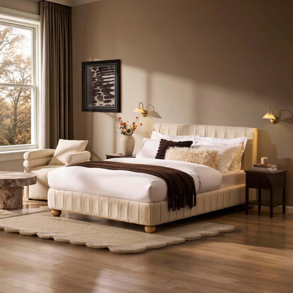 Malmo Bed Frame - Cream Linen - Green Lane
