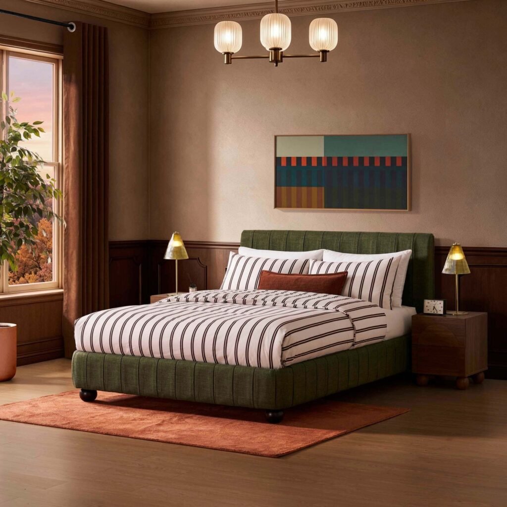 Malmo Bed Frame - Woven Pine Green - Green Lane