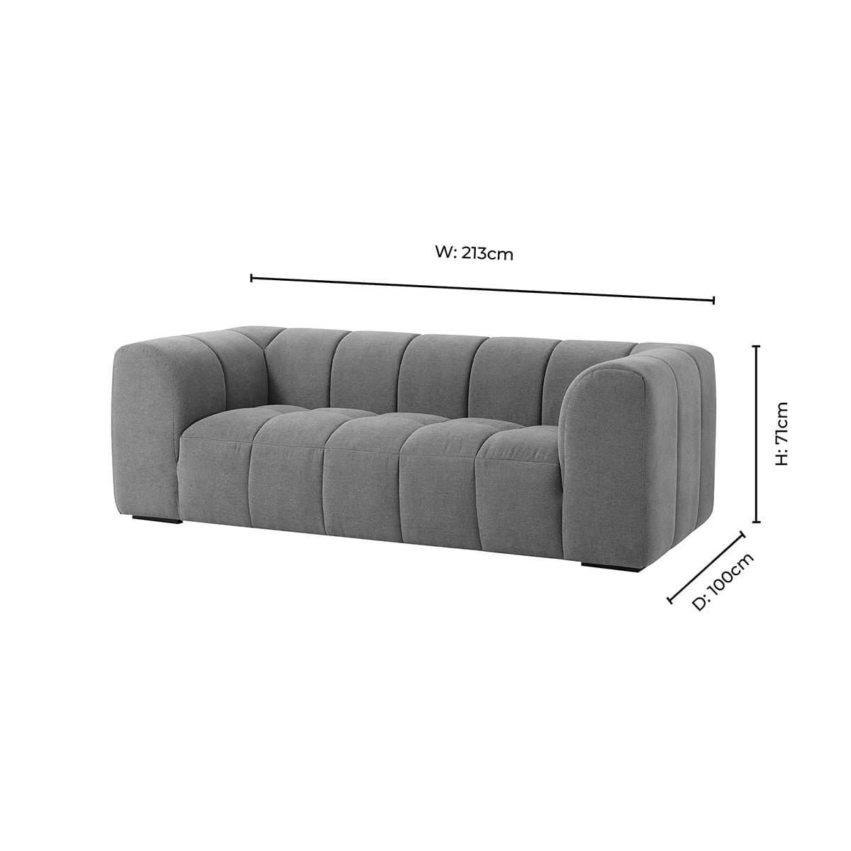 Manhattan 3 Seater Sofa - Chenille Mushroom - Green Lane